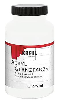 Kreul 79001 - Acryl Glanzfarbe, für groß Anmalprojekte wie Tische, Stühle, Kommoden und Holzschränke, deckende, schnelltrocknende Farbe auf Wasserbasis, 275 ml Kunststoffglas, weiß