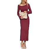 Wenrine Womens Fall Off The Shoulder Bodycon Sweater Dress 2025 Formal Long Sleeve Elegant Cocktail Party Maxi Dresses
