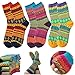 Fly-love Women's 3 Pairs Vintage Thick Cotton Crew Socks Colorful Warm Casual Winter Mid-calf Sock (colorful 1);One Size