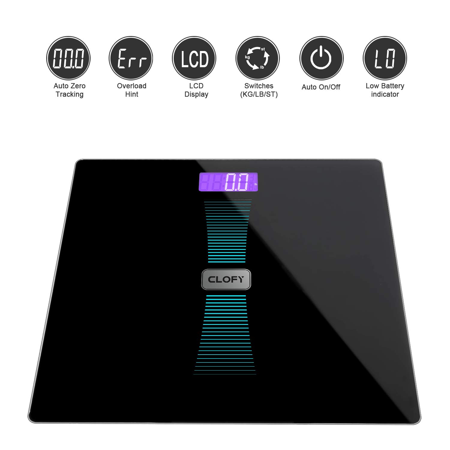 Digital Scale, Bathroom Body Weight Scale with Tempered Glass Accurate Weight Measurements Max Capacity 440lb