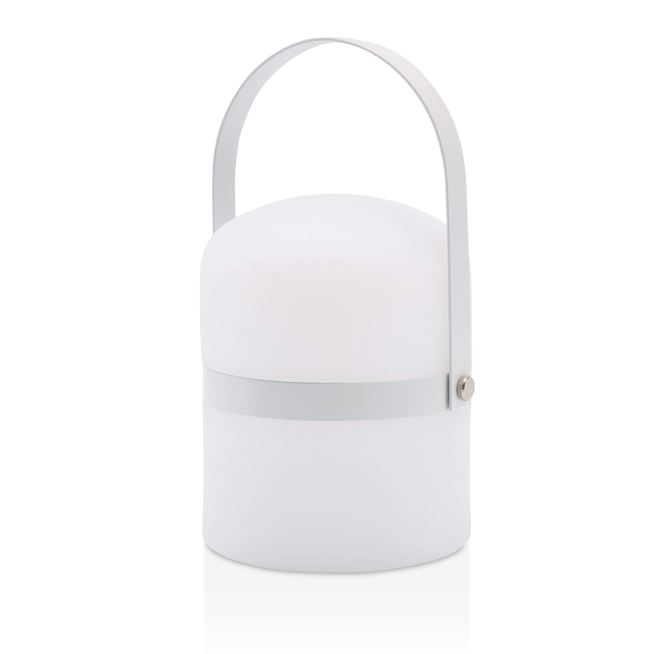 LUUK LIFESTYLE Modern LED Lantern for Indoor and Outdoor, Decorative Table Lamp, Wireless and Portable with Warm White Light, in White