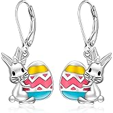 Talonior Bunny Earrings for Women Easter Earrings Carrot Egg Dangle Drop Sterling Silver Cute Animal Bunny Rabbit Jewelry Gifts