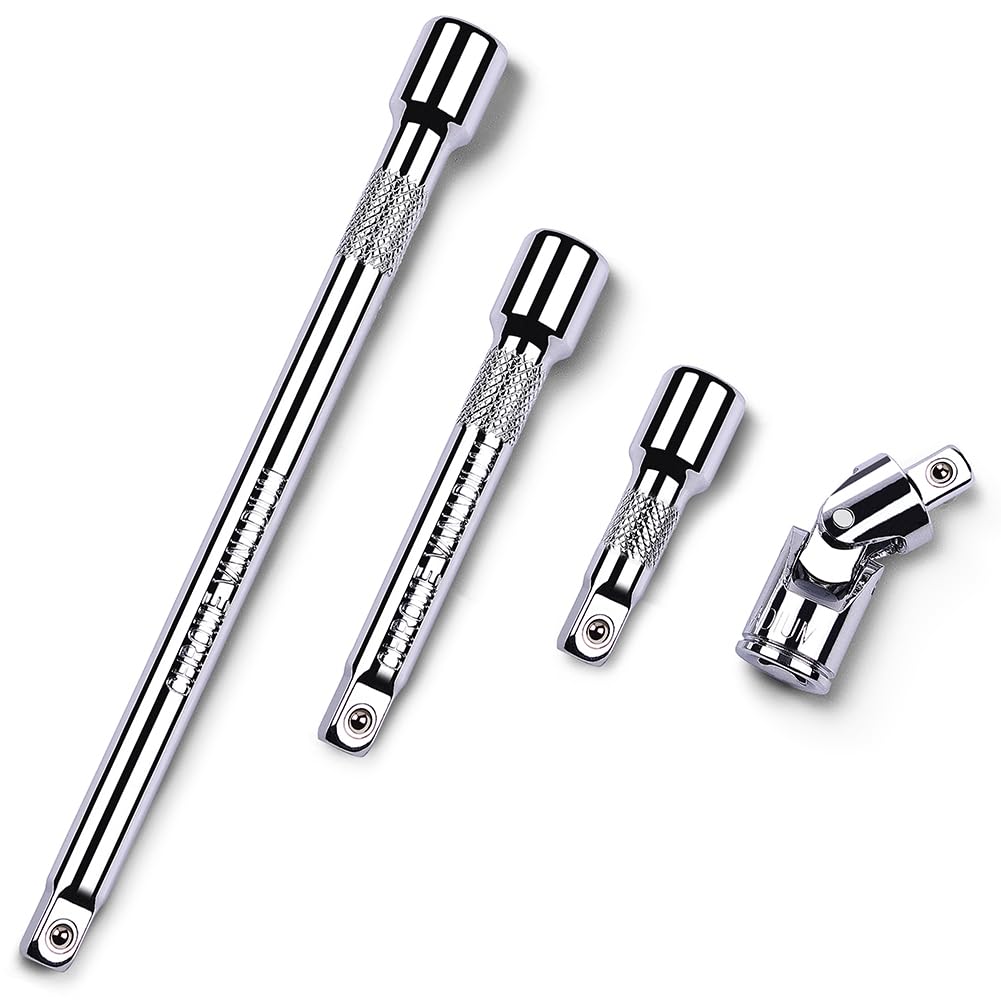Photo 1 of StrugDeas 4 Piece 1/2 Inch Drive Extension Bar Set, 1/2 Inch Drive Socket Extension Set Includes 3, 5, and 10 Inch Extensions and 1/2 Inch drive Universal Joint Socket