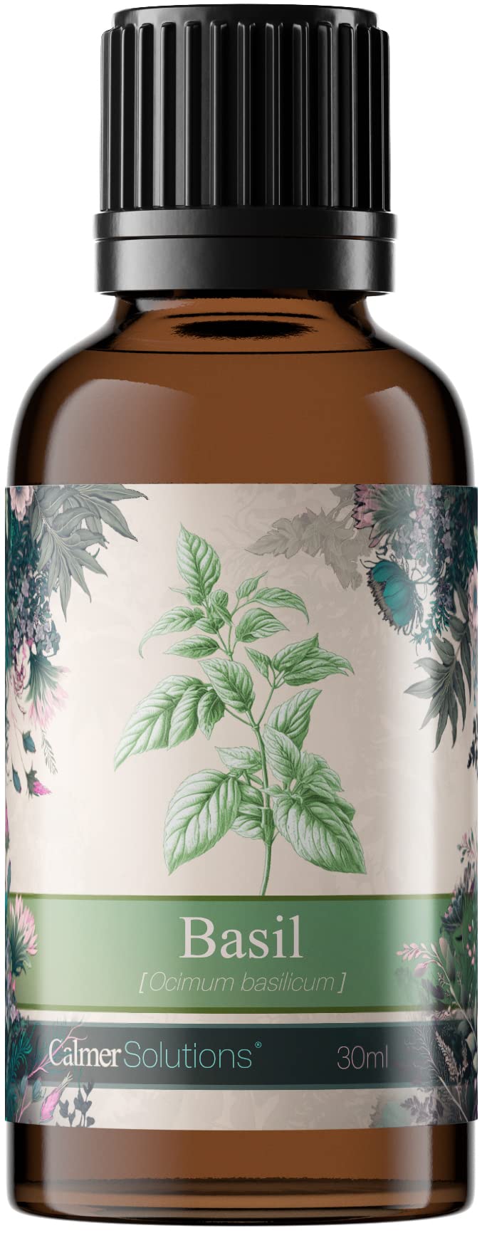 Calmer Solutions | Basil - 30ml | Antiseptic, Calming, Colds | Pure 100% UK Sourced Natural Essential Oils | Professional or Home use | Diffusers, Humidifiers, Candles & More