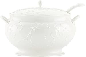 Lenox Opal Innocence Carved Covered Soup Tureen with Ladle, 10-1/4-Inch, White, 152 ounces