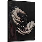 Gothic Canvas Wall Art Dark Academia Vampire Wall Decor Pictures Clawed Hands Dracula Painting Artwork Moody Witchy Spooky Occult Poster Print for Bedroom Office home Decoration 12x16in