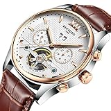 Original Stainless Steel Automatic Tourbillion Brown Genuine Leather Band Men's Watch