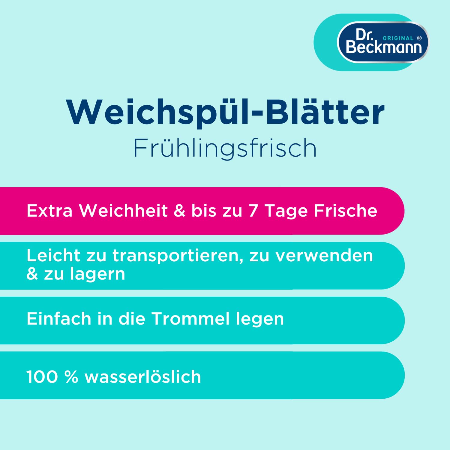 Dr. Beckmann Weichspül-Blätter Frühlingsfrische – 14 Blätter | Ultra-kompakt, 0 % Rückstände, Duftaktiv bei Berührung, bis zu 7 Tage Frische, ideal für Sportwäsche & Handtücher 2