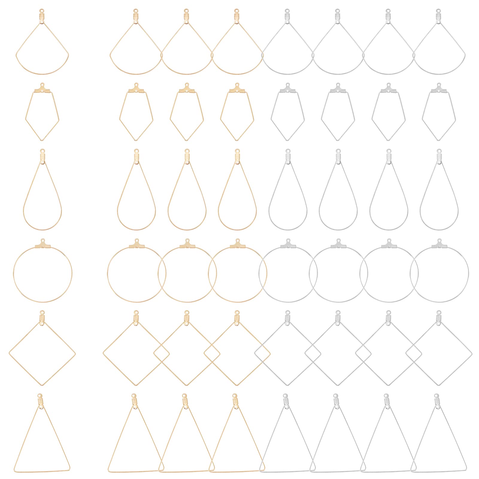 UNICRAFTALE 48pcs 6 Styles Beading Hoop Earring 2 Colors Wine Glass Charm Stainless Steel Beading Earring Hoops for Women Jewellery Making