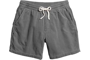 JEMLDL Men's Corduroy Shorts 5 Inch Inseam Drawstring Elastic Waist Lightweight Casual Summer Beach Shorts with Pocket