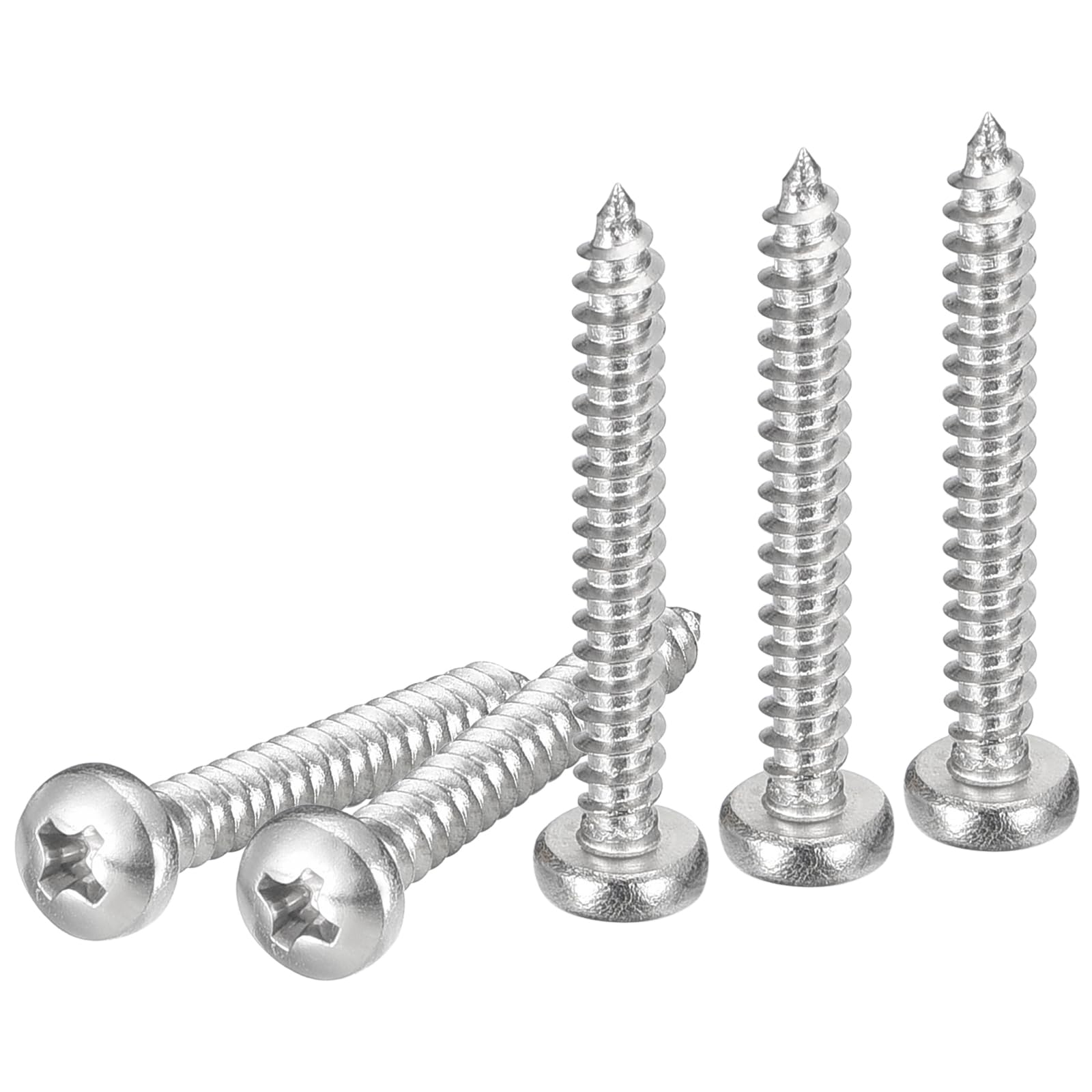 DTGN #4x7/8" Phillips Pan Head Self-tapping Screw - 100Pack - Bright Finish 304 Stainless Steel Sheet Metal Screws Wood Screws — image 1
