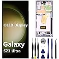OLED for Samsung Galaxy S23 Ultra Screen Replacement S23ultra 5G S918U S918B/DS S918U1 S918W S918E LCD Display Touch Screen Digitizer Assembly Support Fingerprint and S-Pen (with Purple Frame+Tools)