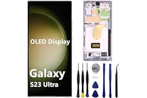 LASYTY OLED for Samsung Galaxy S23 Ultra Screen Replacement S23ultra 5G S918U S918B/DS S918U1 S918W S918E LCD Display Touch Screen Digitizer Assembly Support Fingerprint and S-Pen (with Purple Frame+Tools)