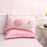 Loussiesd Cartoon Peach Comforter Cover Set Kid Bedding 3Pcs Microfiber view 4