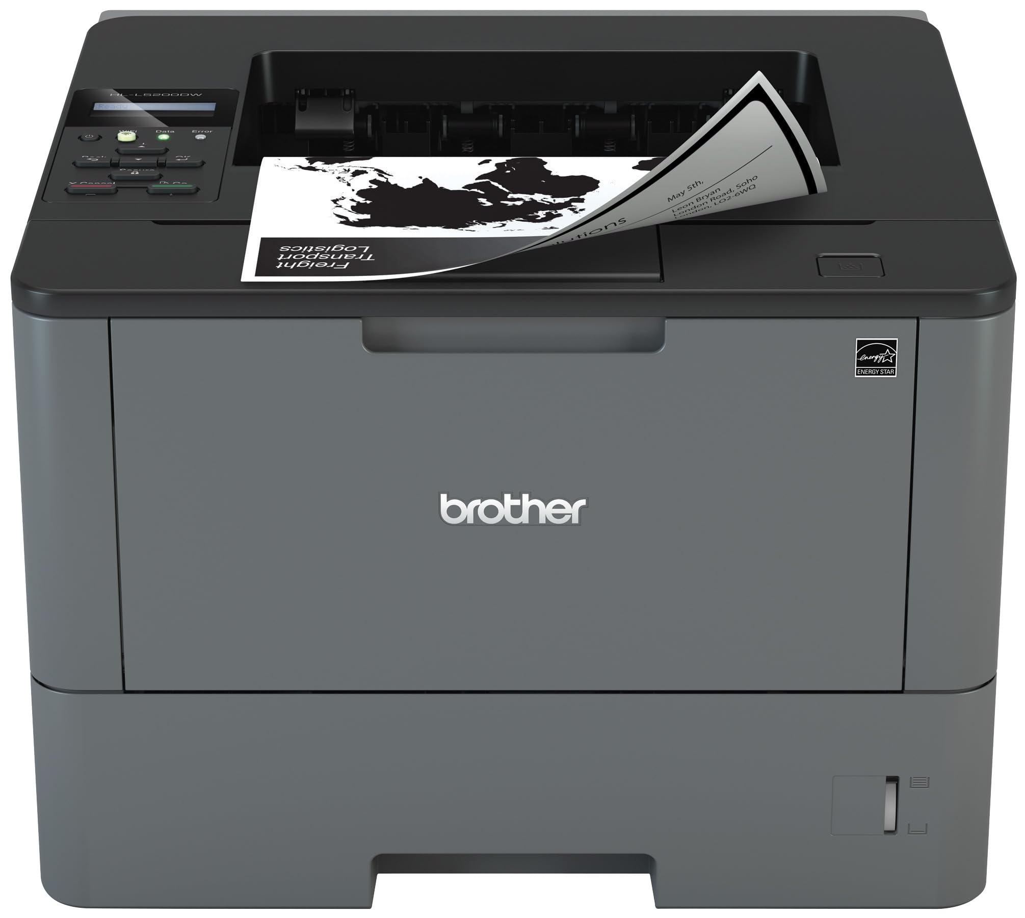 Brother Monochrome Laser Printer, HL-L5200DW, Wireless Networking, Mobile Printing, Duplex Printing, Amazon Dash Replenishment Ready, Black, 2.3