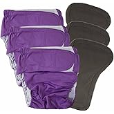 3 Pack Adult Cloth Diapers with Oversized Diaper Inserts, TPU Waterproof Nontransferable, Reusable Washable, for Men or Women, Waist 39.4-53.1(XL)
