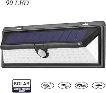 90 Led Solar Lights Outdoor, Ourleeme 3 Optional Modes Wireless Motion