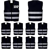 Lavori-AK Black Safety Vests 10 Pack - Reflective High Visibility Construction ANSI Class 2 Work Vests for Men,Woman,Hi Vis Mesh and Neon Silver Strip