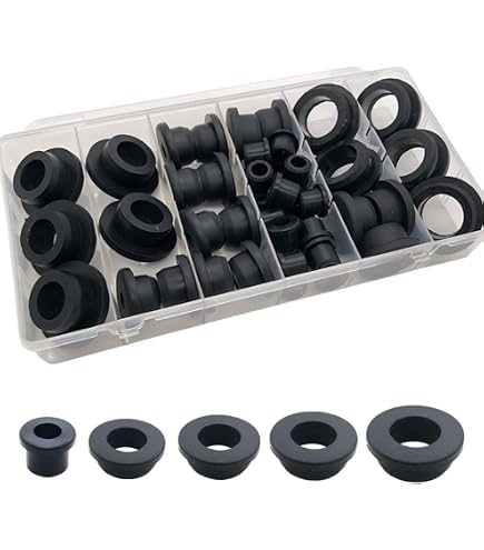 130-Piece Silicone Rubber Grommet Assortment – 9 Sizes Black Top Hat Grommets For Wiring, Automotive, Hydroponics & Irrigation Systems