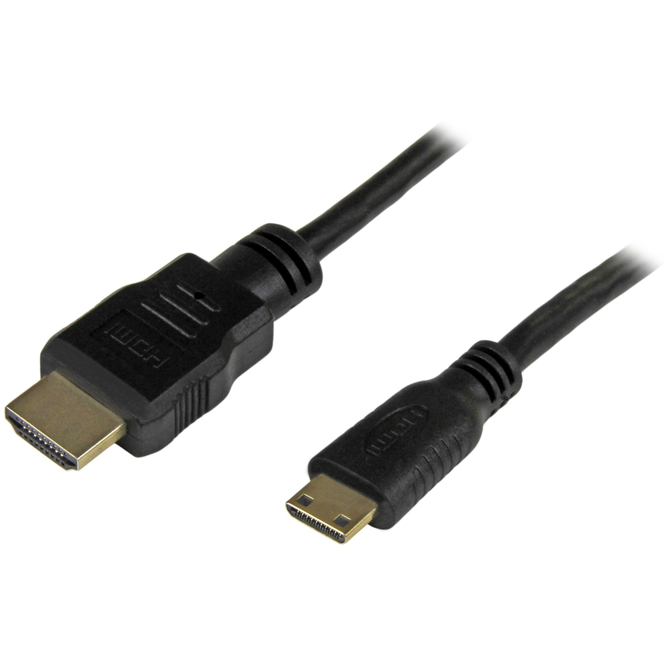 StarTech.com 1ft Mini HDMI to HDMI Cable with Ethernet - 4K 30Hz High Speed Mini HDMI to HDMI Adapter Cable - Mini HDMI Type-C Device to HDMI Monitor/Display - Durable Video Converter Cord (HDMIACMM1)