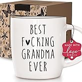 Kinkiii Funny Best Grandma Ever Coffee Mug Gifts for Birthday or Christmas, Pregnancy Announcement Present Gifts for New Grandma Nana Grammy Grandmother, Cute Daily Use Mugs,13 oz
