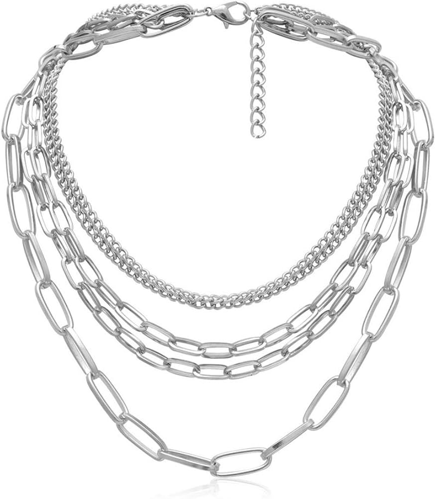 Silver Chunky Multi Chain Renaissance Necklace | PrettyLittleThing USA
