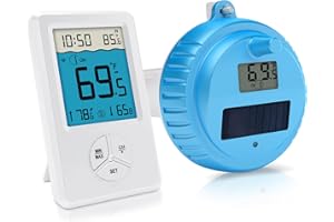 URAGEUXY Pool Thermometer Floating Easy Read, Digital Wireless IPX8 Waterproof Thermometer with Indoor Temperature for Swimming Pool, Hot Tub Spa, Cold Plunge, Fish Tanks, Indoor Monitoring