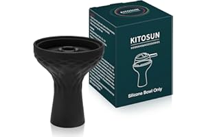 Hookah Bowl Phunnel Shisha Bowl - Kitosun Hookah Accessories 70 Degree Durable Silicon Hookah Head 15-18 Grams Flavors for Smoking Work Great with Lotus Heat Management Device (Black)