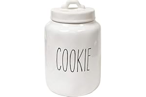 Luciano Housewares Farmhouse Modern Ceramic Cute Cookie Jar, 9 inches, White