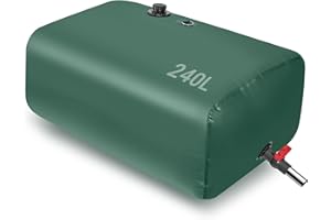 Fischuel 240L/63.4Gal Emergency Water Storage Bladders - Large Capacity Soft Water Bag, Foldable Bladder Tank for Drought Resistant, Including Spigots and Overflow Kit