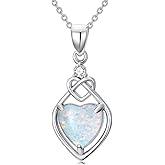 MOTIEL White Opal Necklace for Women Heart Shaped Opal Pendant Necklace with Genuine Diamond for Mother Wife
