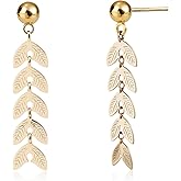 Aliyoham 18k Gold Plated Wheat Boho Dangle Earrings for Women Hypoallergenic and Lightweight