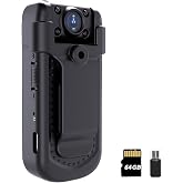 Mini Body Camera 1080P with Audio &amp; Video Recording Small POV Cam with 64G Card - Wearable Personal Portable Cameras Recorder DV - Night Version Camcorder for Security Work Records Guard Traveling