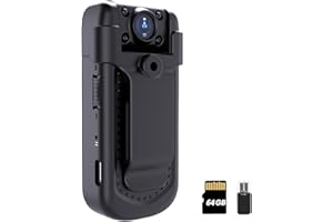 AIROTIVE Mini Body Camera 1080P with Audio & Video Recording Small POV Cam with 64G Card - Wearable Personal Portable Cameras Recorder DV - Night Version Camcorder for Security Work Records Guard Traveling