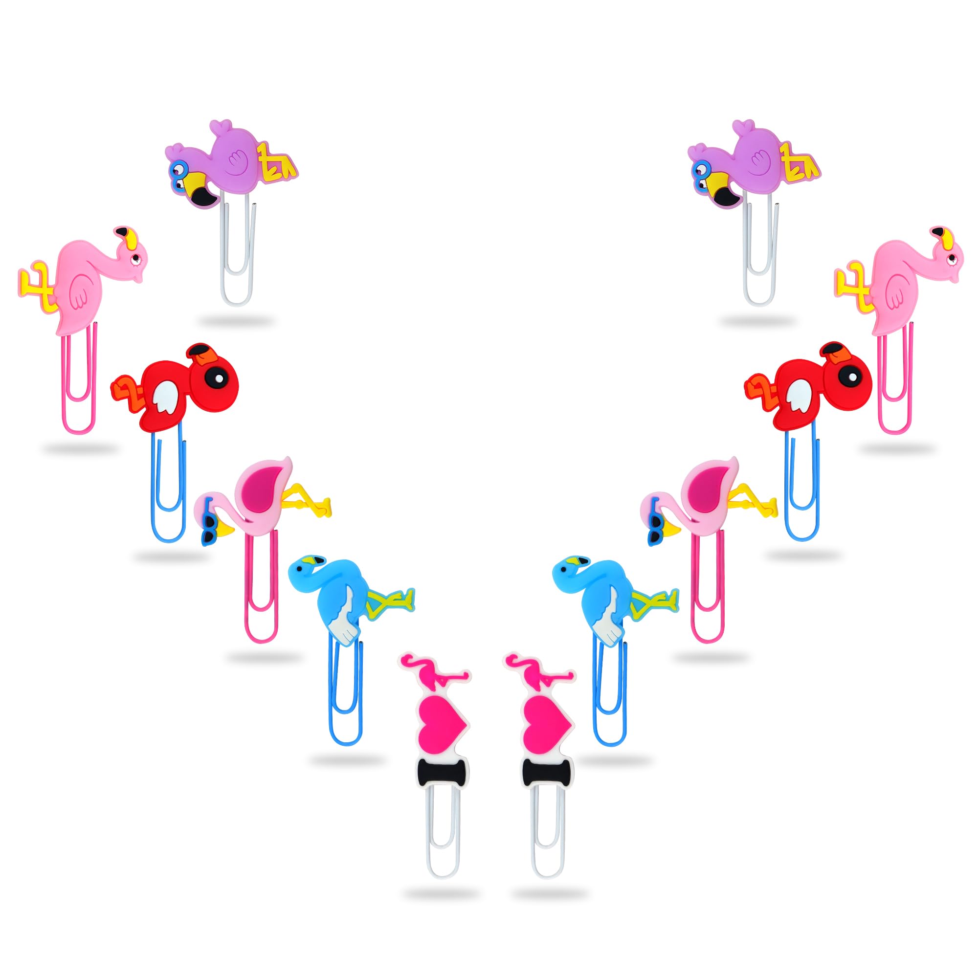 SNCCJ Cute Bookmark, 12 Pcs Unique Lovely Animal Paper Clips Bookmarks for Students Reading Office (Flamingos) — image 1