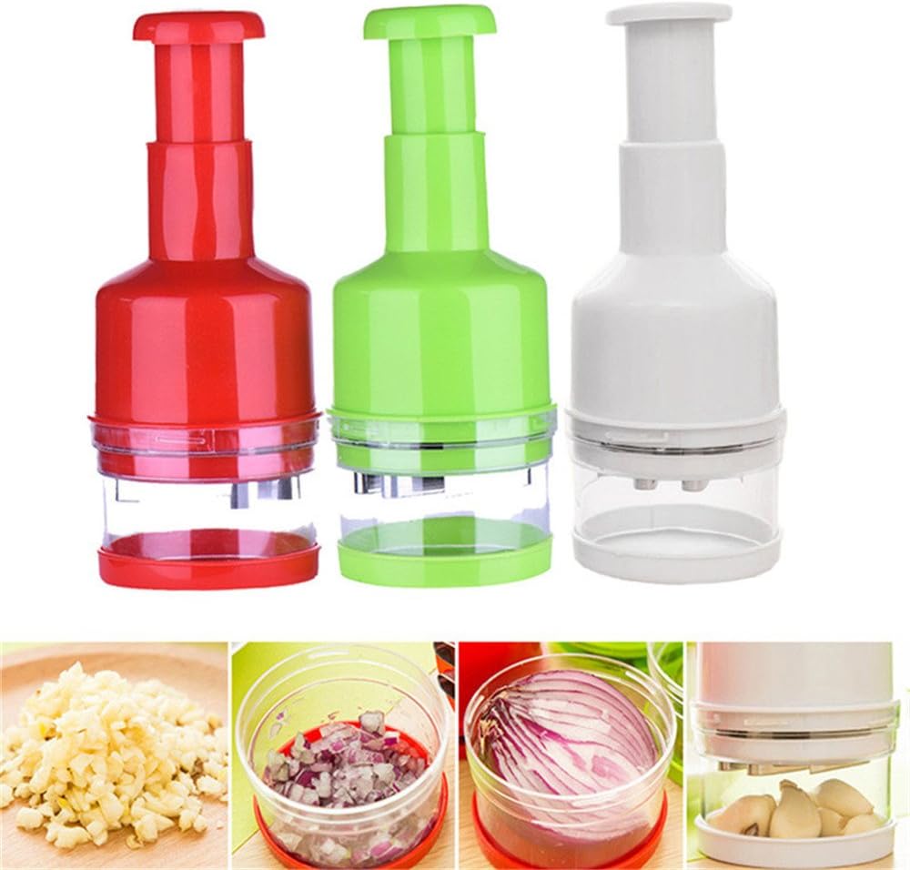 Vegetable Chopper - Pressing Vegetable Onion Garlic Food Slicer Chopper Cutter Peeler Grater Dicer,Red