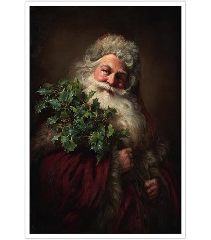 Tableaux Toile Déco Noël – 3 Pièces 50x70 Cm – Père Noël, Sapin, Paysage D’hiver – Sans Cadre