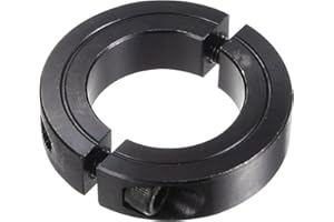 HARFINGTON Shaft Collar for 1-1/4" Rod 2-1/16" OD 1/2" Width Black Oxide Plating Double Split Axle Clamp-On Collar with Set Screw