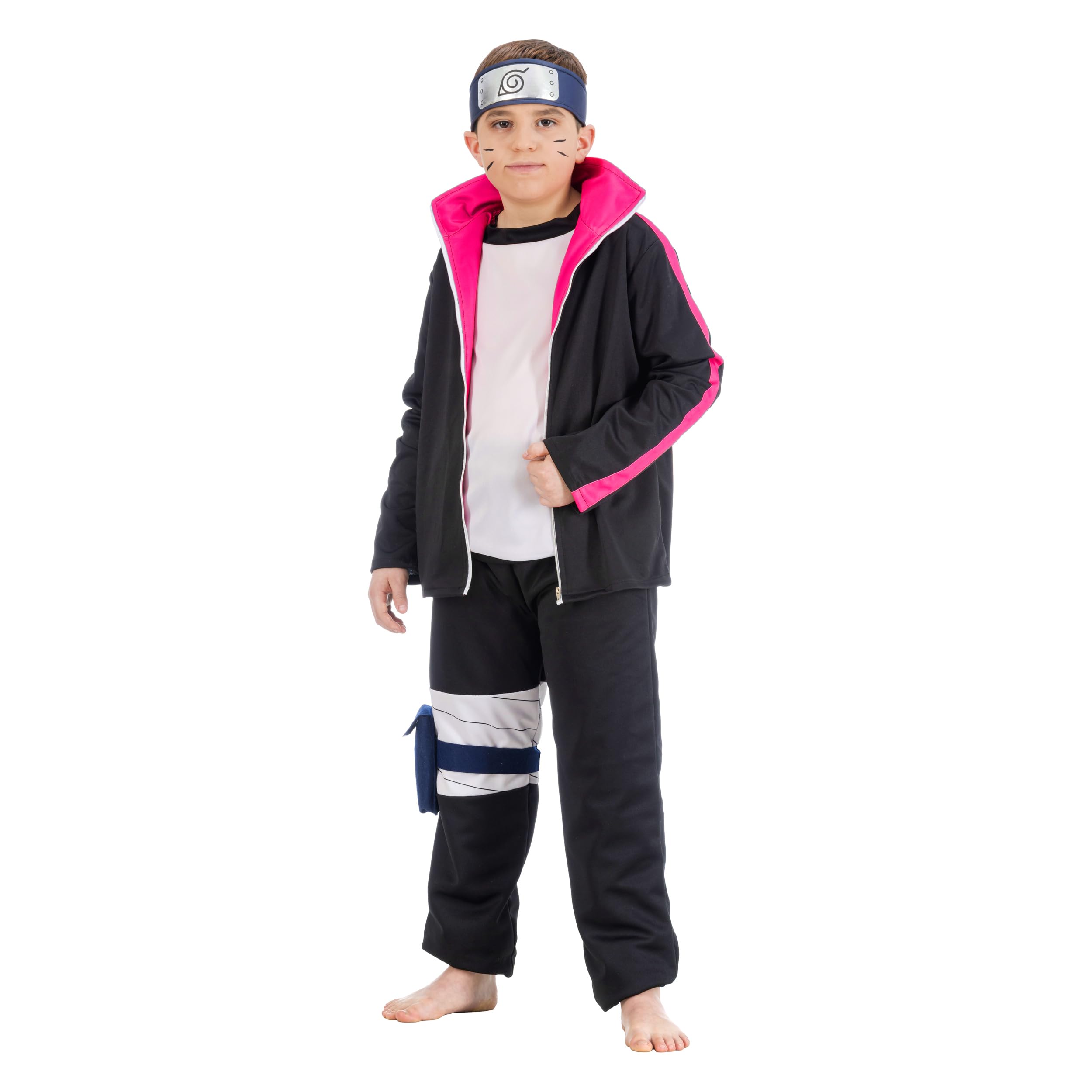 Chaks - Boruto Uzumaki Costume Boys Official Boruto Outfit, 5-Piece Anime Set for Carnival, Cosplay & Comic Con