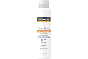 Neutrogena Clear Body SPF 50 Sunscreen Spray, Non-Greasy, Broad Spectrum Full Body Sunscreen Ideal for Oily Skin Moisturizes & Cools, Non-Comedogenic Spray Sunscreen, Oxybenzone-Free, 5 oz