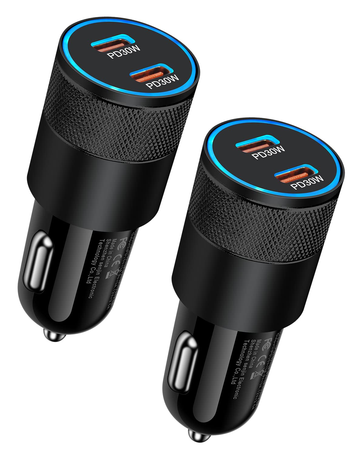 60W USB C Car Charger, 2 Pack AILKIN USB C Cigarette Lighter Adapter Fast Charging Dual Port PD3.0 Type C Car Charger Plug Compatible with iPhone 17 16 15 14 Pro Max Galaxy S26/S25/S24 Pixel 10 9Pro