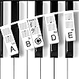 Removable Piano Keyboard Stickers with Solfege (Do Re Mi) for 88-Key Full Size – Reusable Black Silicone Note Labels for Beginners