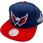 Mitchell & Ness Washington Capitals NHL 2 Tone Side Patch Snapback Hat Cap - Navy/Red