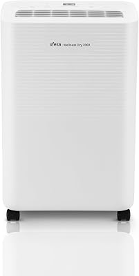 Wellness Dry 2000 Déshumidificateur 280W, 12L/24h, silencieux 47dB avec panneau intuitif, fonction séchage du linge, capteur d'humidité, capacité 2L, 2 vitesses, minuterie, jusqu'à 40m2