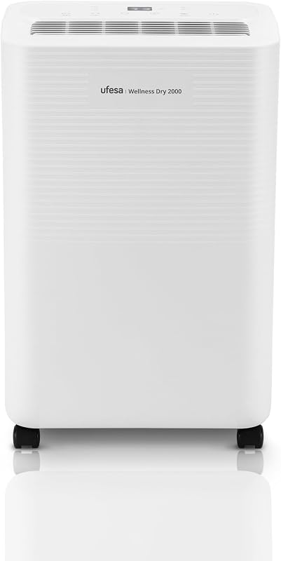 Wellness Dry 2000 Deumidificatore 280W, 12L/24h, Silenzioso 47dB con Pannello Intuitivo, Funzione di Asciugatura dei Vestiti, Sensore di Umidità, Capacità 2L, 2 Velocità, Timer, Fino a 40m2