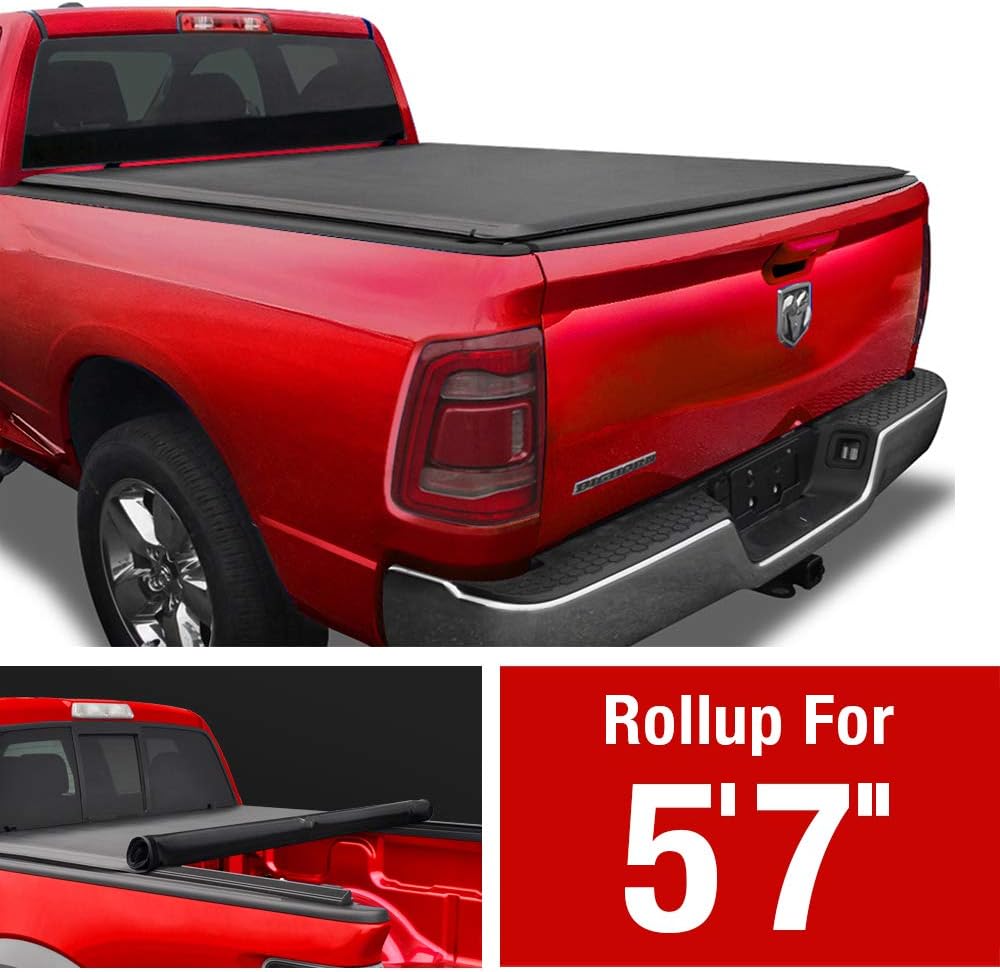 Amazon Com Maxmate Soft Roll Up Truck Bed Tonneau Cover Compatible With 2019 2020 Ram 1500 New Body Style Fleetside 5 7 Bed Without Rambox Not Compatible With Classic Automotive
