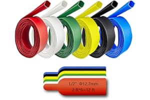 EUGIICHR 1/2in Heat Shrink Tubing - 3:1 Adhesive Lined, Shrinkable Wire Wrap Tube, 12FT, 6 Colors, Marine Grade Waterproof, Insulated Sealed, Oil & Wear Resistant for Industrial, Automotive, Wire, Cable Repair