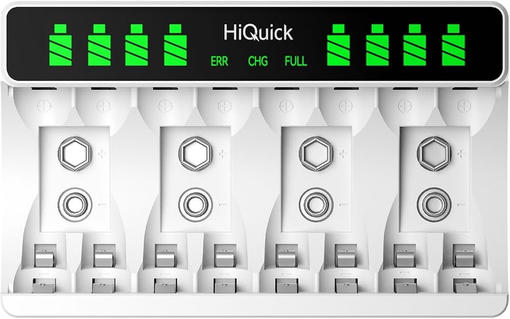 HiQuick 8-Slot Battery Charger AA AAA Ni-MH LCD Type C Input 5V 2A
