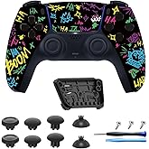 CHARM FOCUS Custom Front Shell Compatible with PS5 Controller BDM-010 020 030 040 050 – DIY Faceplate Cover with Touchpad & Analog Joystick Replacement Kit, Chaos Beat