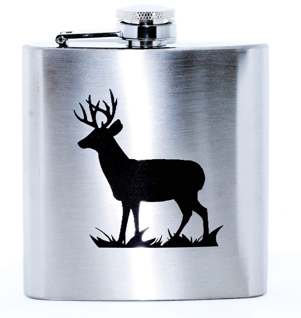 Art Pewter Stag engraved 6oz Hip Flask